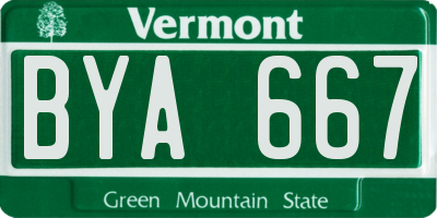 VT license plate BYA667
