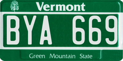 VT license plate BYA669