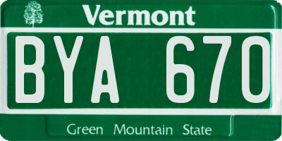 VT license plate BYA670