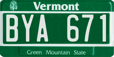 VT license plate BYA671