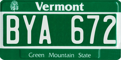 VT license plate BYA672