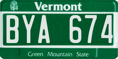 VT license plate BYA674