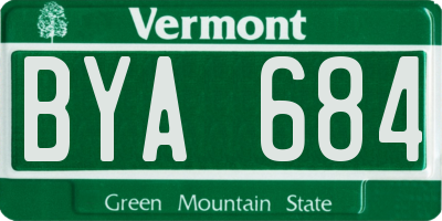 VT license plate BYA684