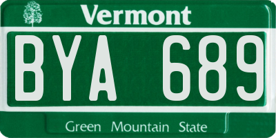 VT license plate BYA689