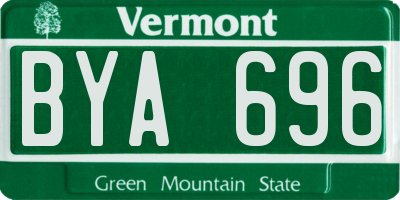 VT license plate BYA696