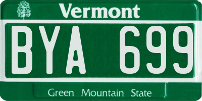 VT license plate BYA699