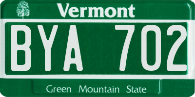 VT license plate BYA702