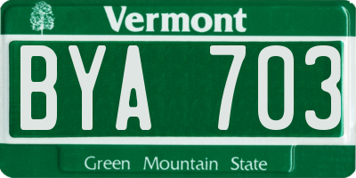 VT license plate BYA703