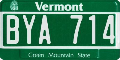 VT license plate BYA714