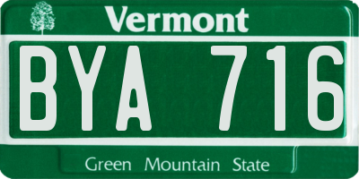 VT license plate BYA716
