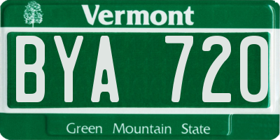 VT license plate BYA720