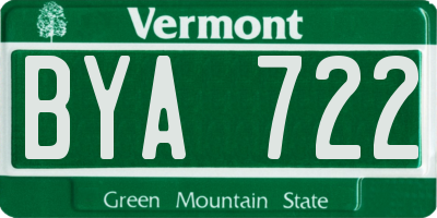 VT license plate BYA722