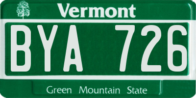 VT license plate BYA726