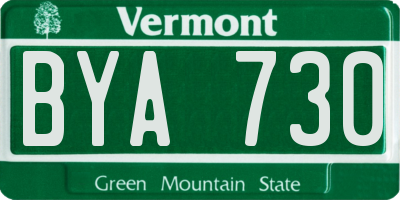 VT license plate BYA730