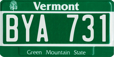 VT license plate BYA731