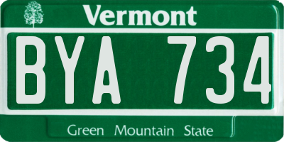 VT license plate BYA734