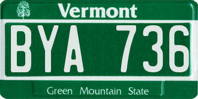 VT license plate BYA736