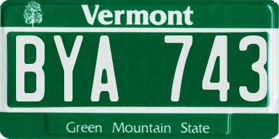 VT license plate BYA743