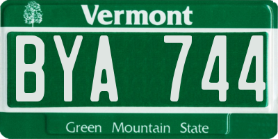 VT license plate BYA744