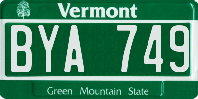 VT license plate BYA749