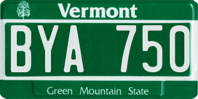 VT license plate BYA750