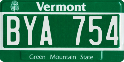VT license plate BYA754