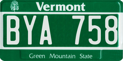 VT license plate BYA758