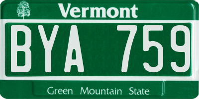 VT license plate BYA759