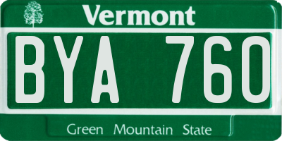VT license plate BYA760