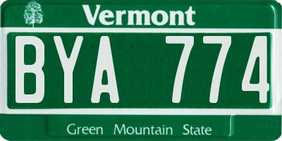 VT license plate BYA774