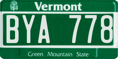 VT license plate BYA778