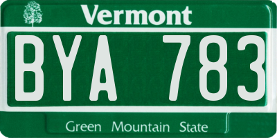 VT license plate BYA783
