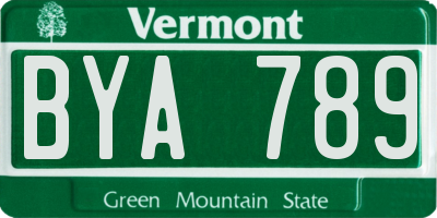 VT license plate BYA789