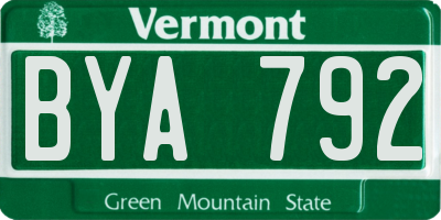 VT license plate BYA792