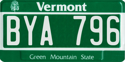 VT license plate BYA796