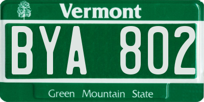 VT license plate BYA802