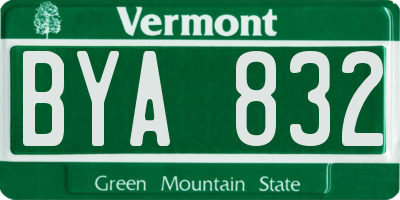 VT license plate BYA832