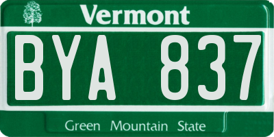 VT license plate BYA837