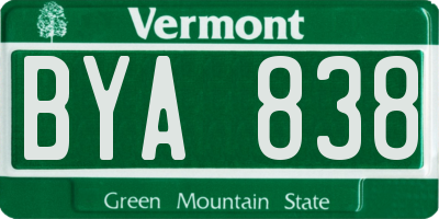 VT license plate BYA838