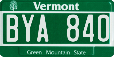 VT license plate BYA840