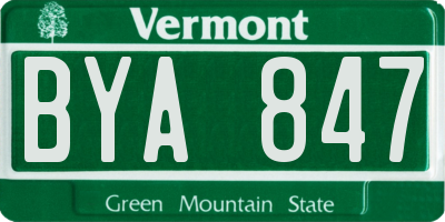 VT license plate BYA847