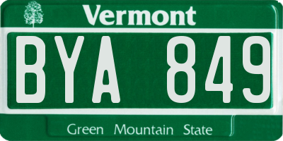 VT license plate BYA849