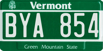 VT license plate BYA854