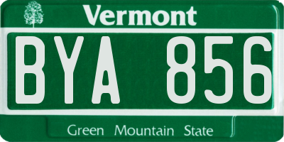 VT license plate BYA856