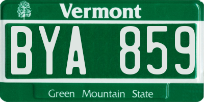 VT license plate BYA859