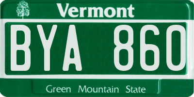 VT license plate BYA860