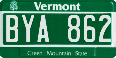 VT license plate BYA862