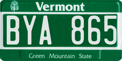VT license plate BYA865