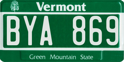 VT license plate BYA869