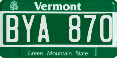 VT license plate BYA870